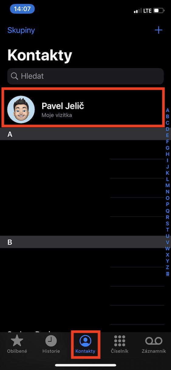 uprava_moje_vizitka1 úprava mojí vizitky v ios