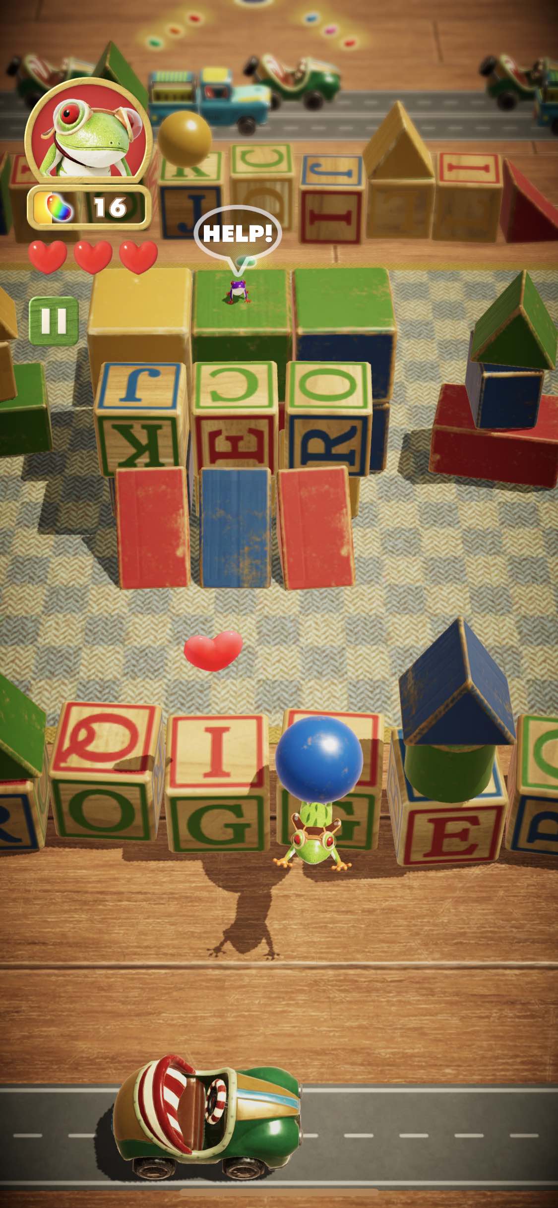 Zaba s kouli ve hre Frogger in Toy Town