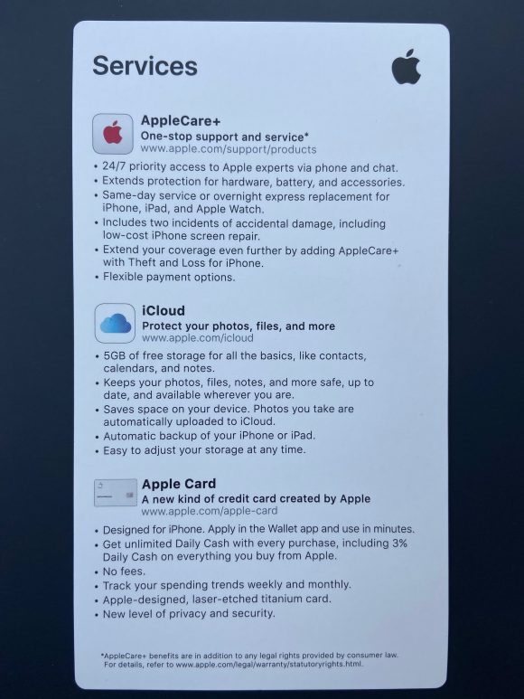 apple services details card