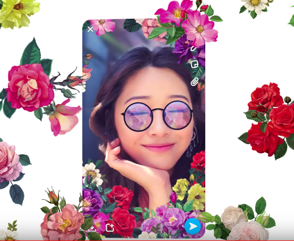 floral selfie with glasses