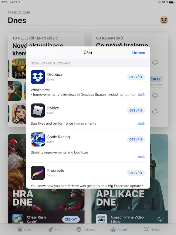 iPadOS Aktualizace aplikaci app store 1