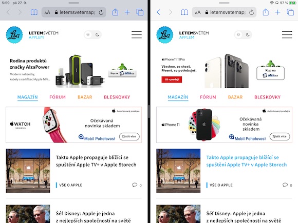 iPadOS jedna aplikace ve vice oknech Safari 2 iPadOS jedna aplikace ve vice oknech Safari 2