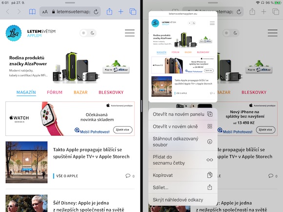iPadOS jedna aplikace ve vice oknech Safari 3 iPadOS jedna aplikace ve vice oknech Safari 3