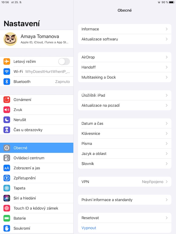 ipad settings menu