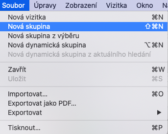 mac contacts new group menu
