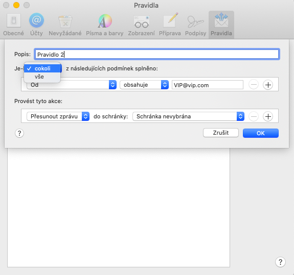 mac mail rule actions