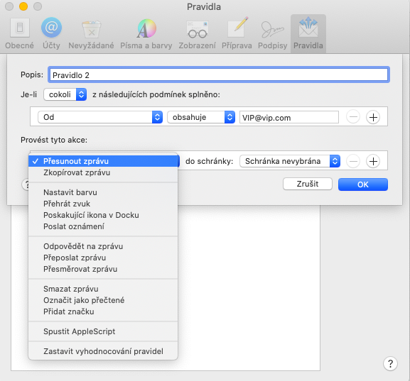 mac mail rule settings