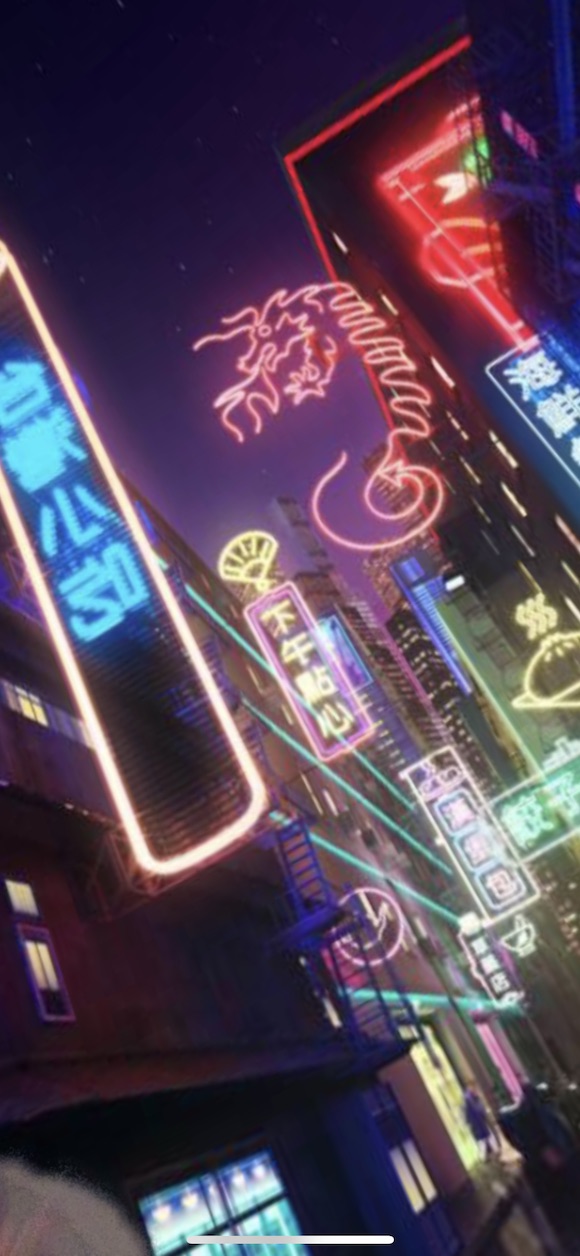 neon cityscape night