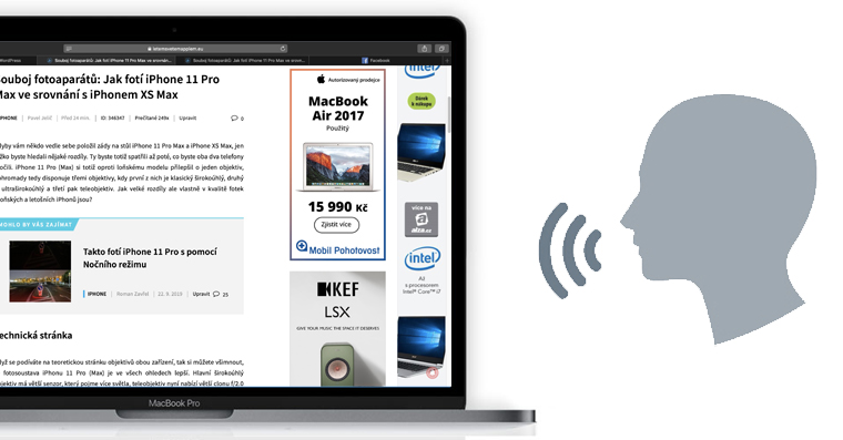 předčítání textu na macu