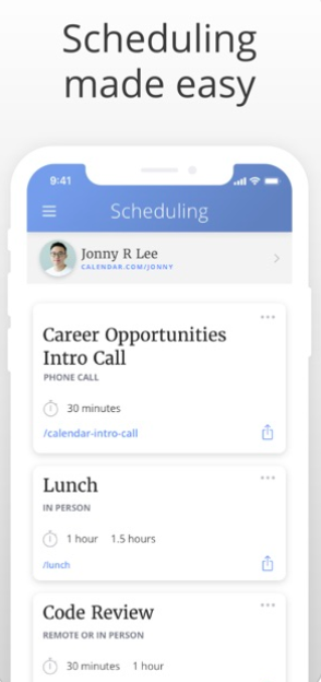 scheduling app interface