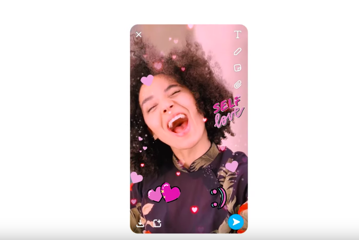 selfie with heart filter