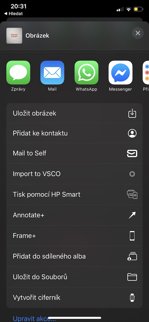 share options menu