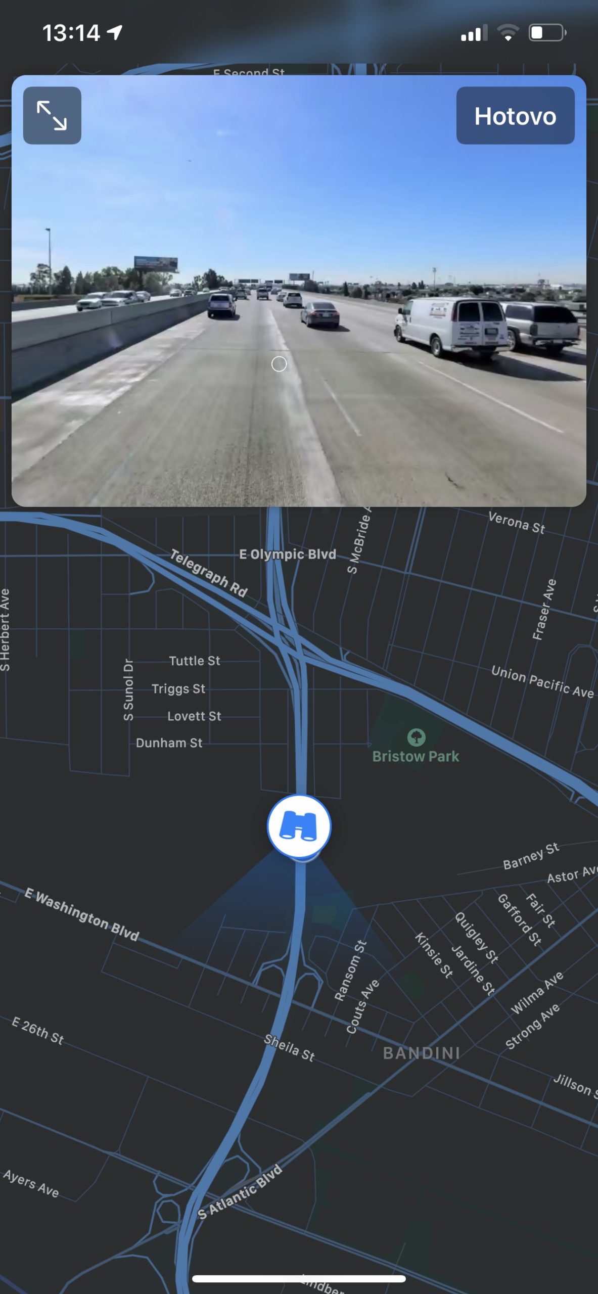 Look Around Apple 1 Screenshot z Apple Maps, konkrétně funkce Look Around