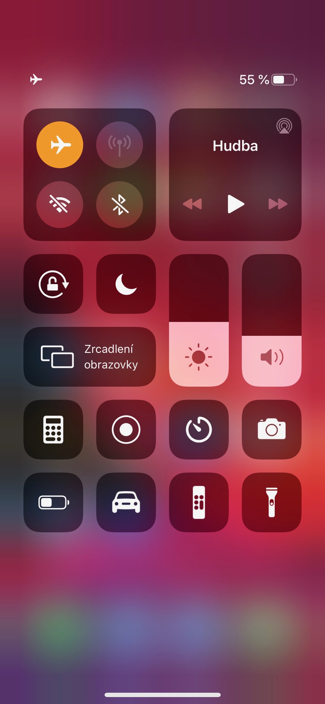 iPhone control center