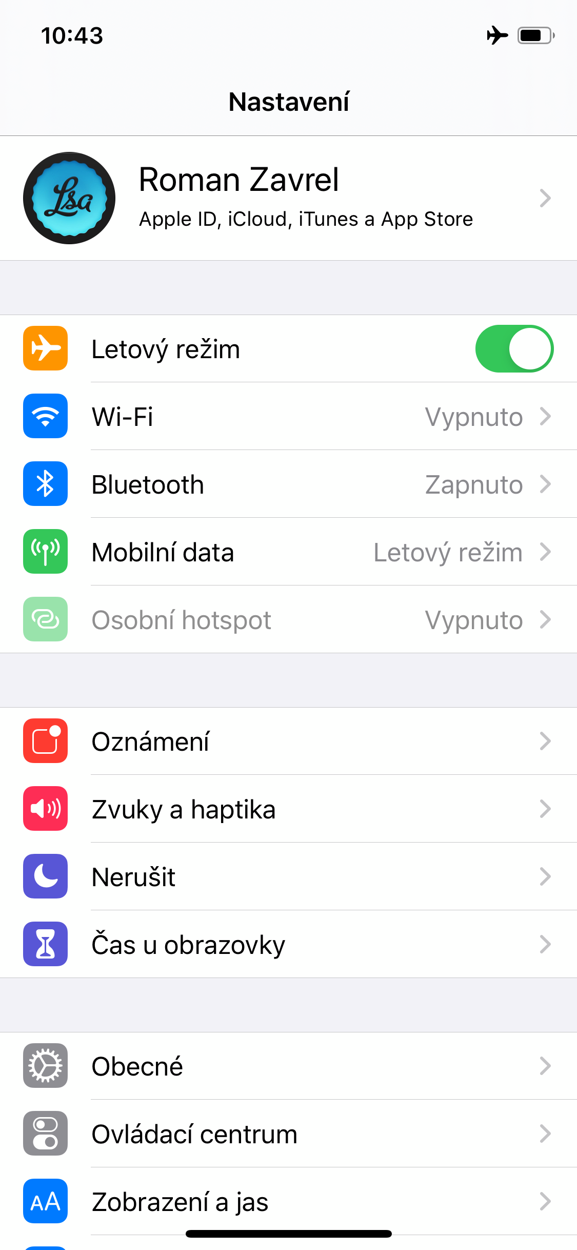 iOS 13 nastaveni