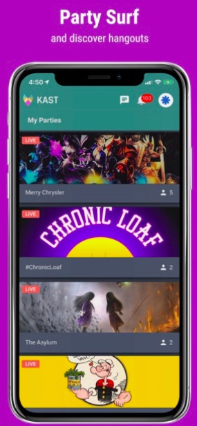 party surf app interface