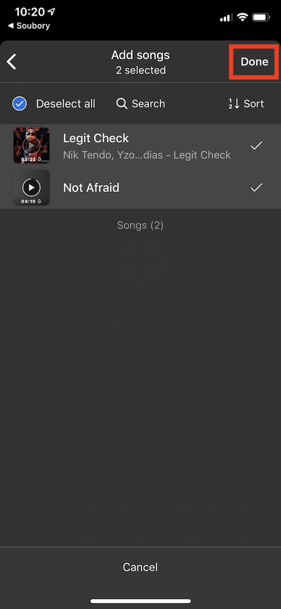 playlisty_hudba_ios13_3 vytvoření playlistu v ios 13