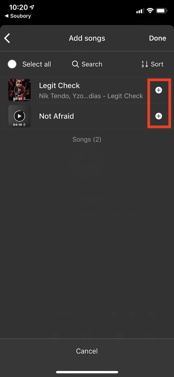 playlisty_hudba_ios13_4 vytvoření playlistu v ios 13