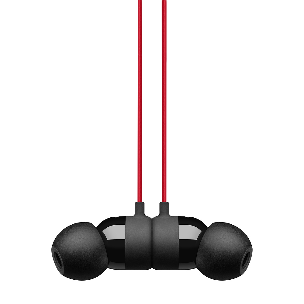 red wireless earbuds closeup