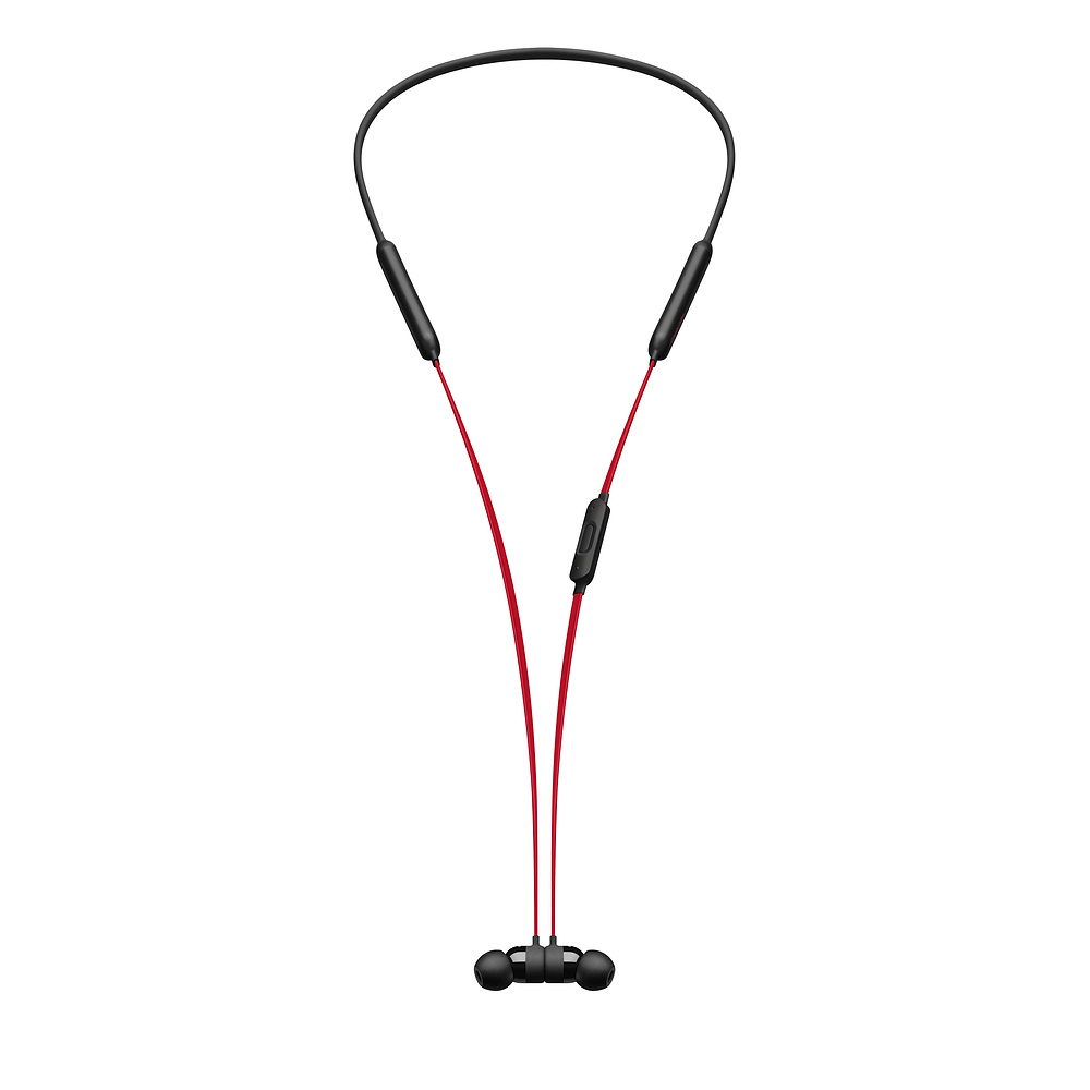 red wireless earbuds full view