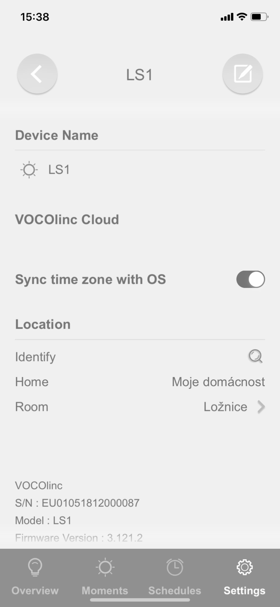 Screenshot z aplikace Vocolinc