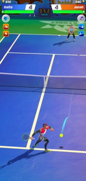 tennis game blue court