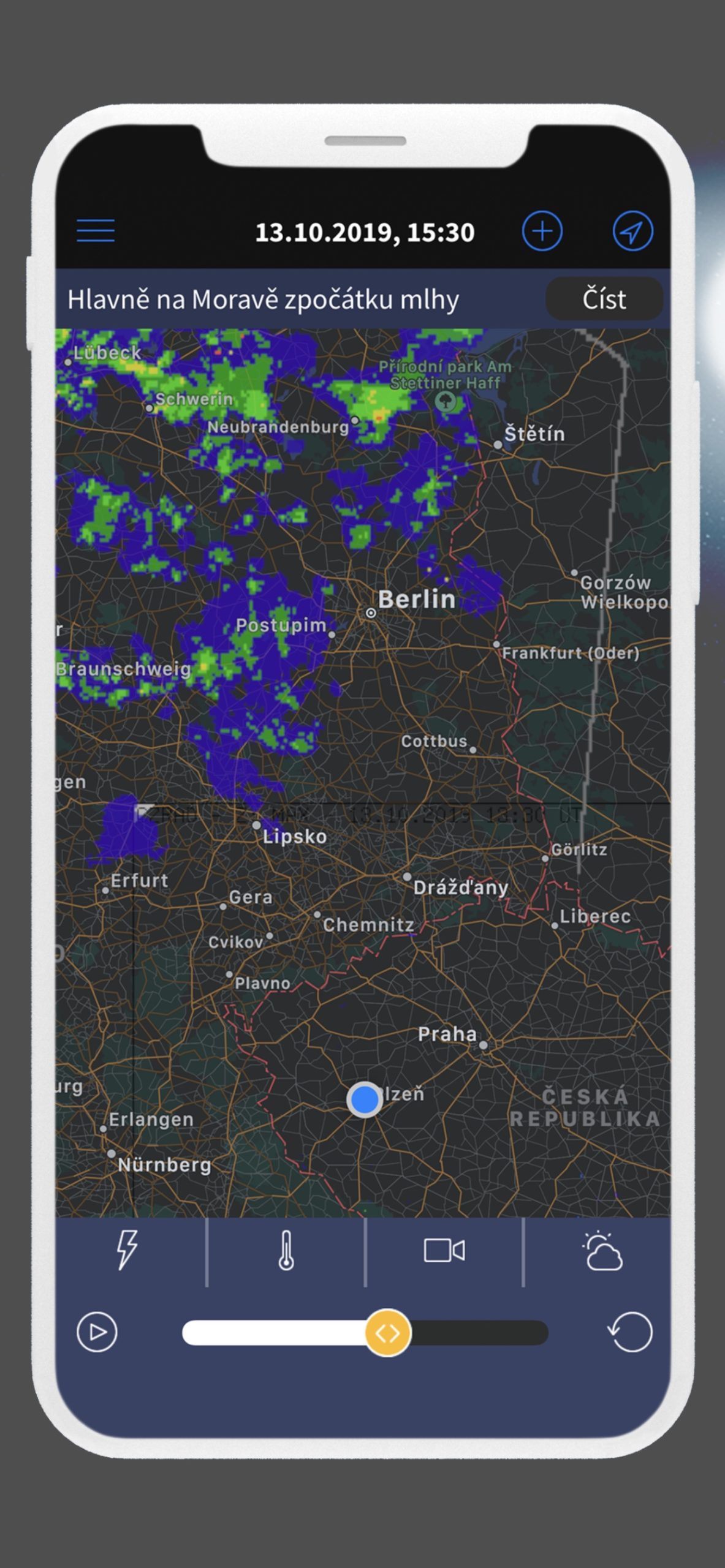 weather map on smartphone