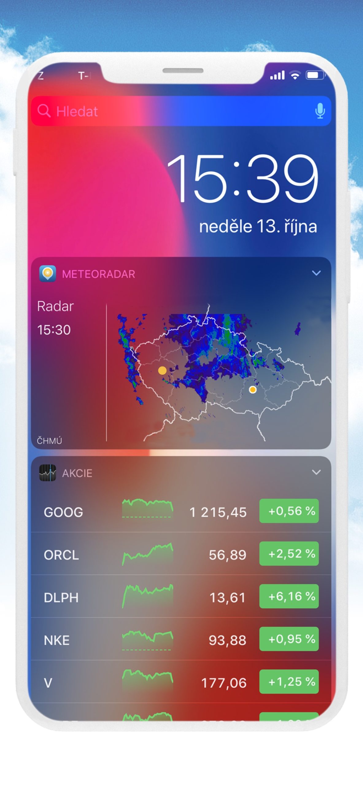 weather stocks widget