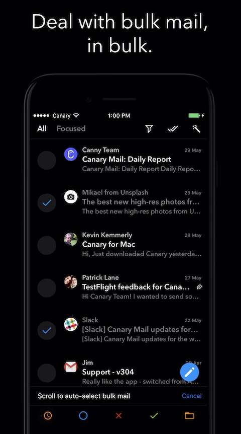 Canary Mail iOS screenshot aplikace 1 Canary Mail iOS screenshot aplikace