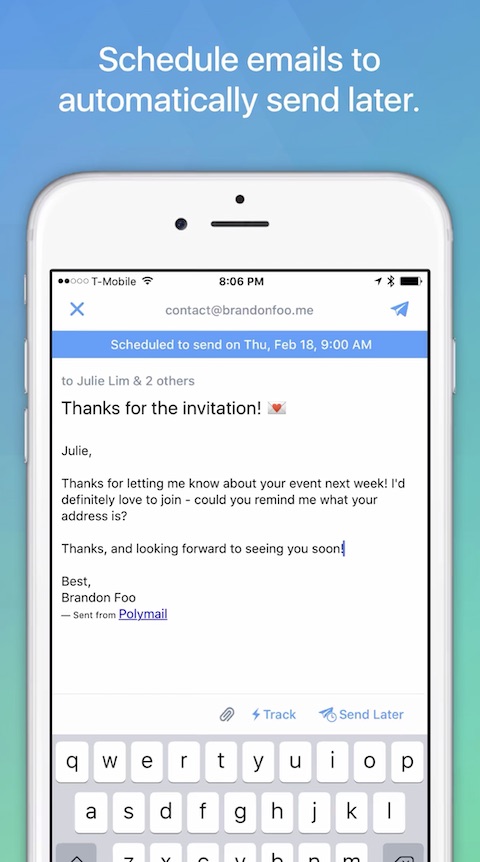 Polymail iOS screenshot aplikace 1 Polymail iOS screenshot aplikace