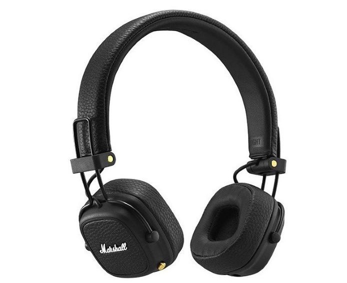 black headphones front view