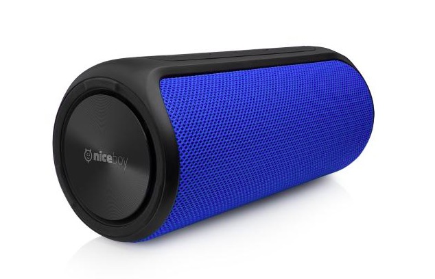 blue portable speaker side