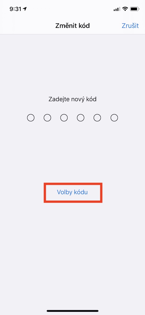 ctyrmistny_kod_iphone3 nastavení čtyřmístného číselného kódu