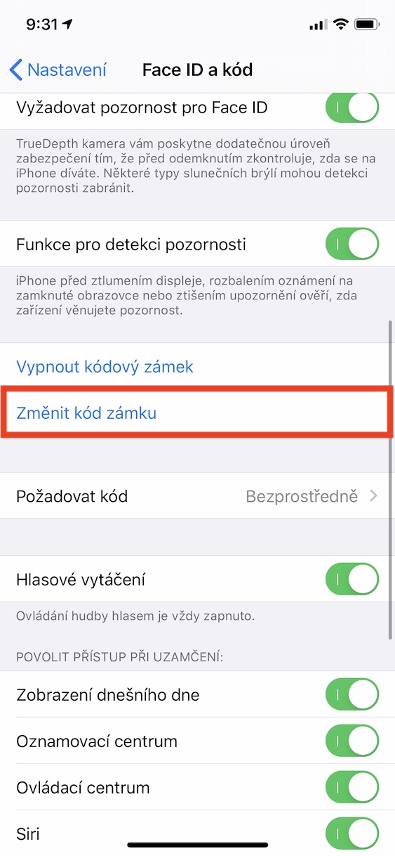 ctyrmistny_kod_iphone5 nastavení čtyřmístného číselného kódu