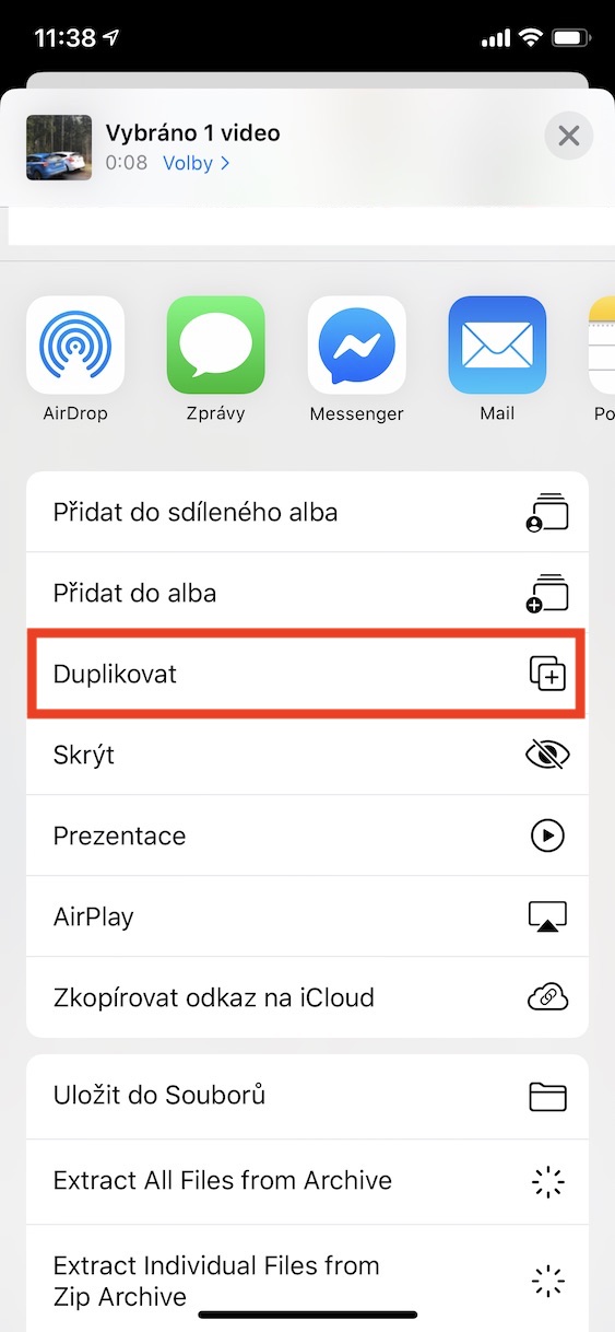 duplikat_strih_video_ios13_4 úprava videa s možností duplikování originálu