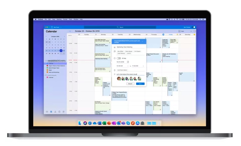 laptop calendar interface