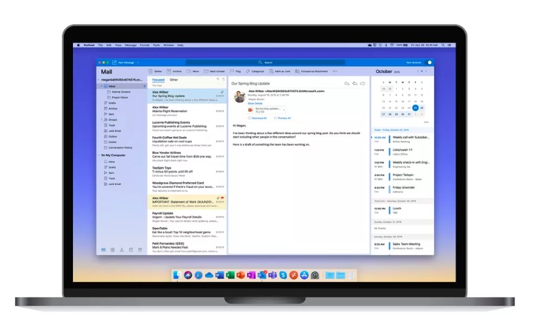 laptop email interface