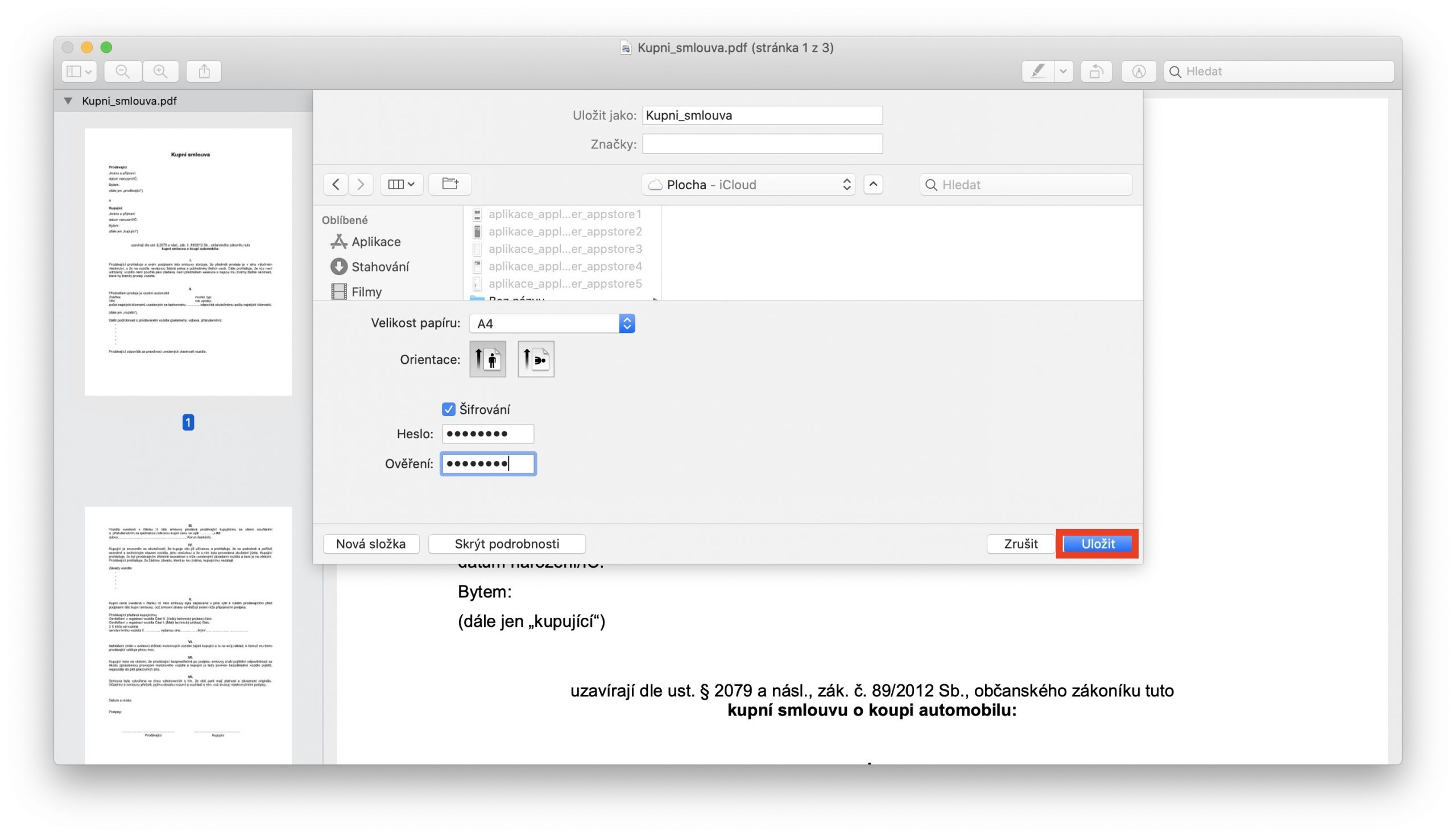 šiforvání pdf na macu