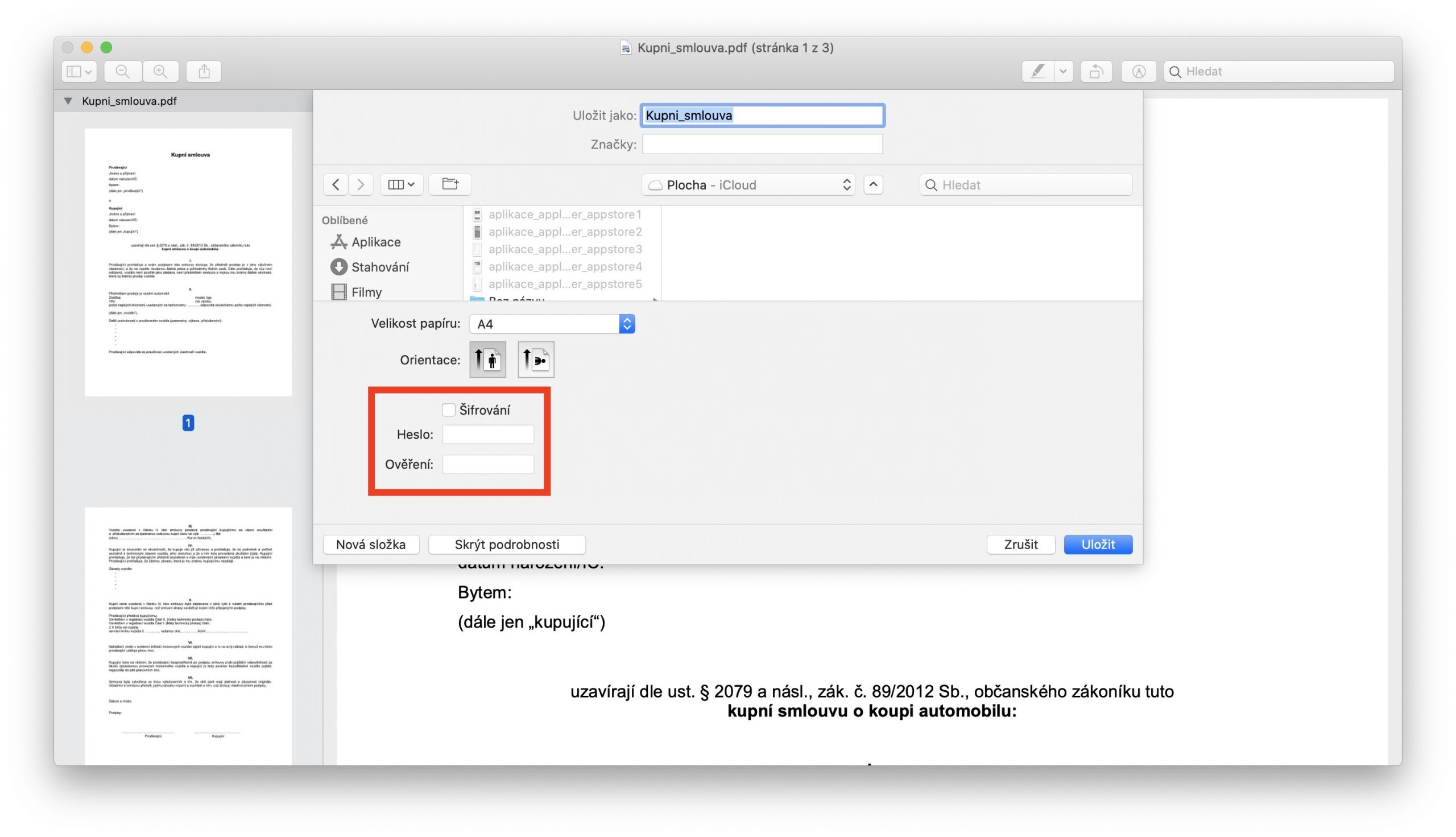 šiforvání pdf na macu
