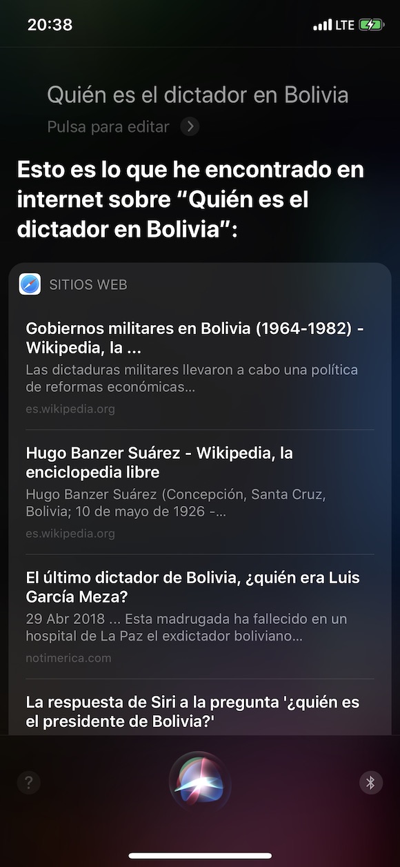 siri query dictator of bolivia