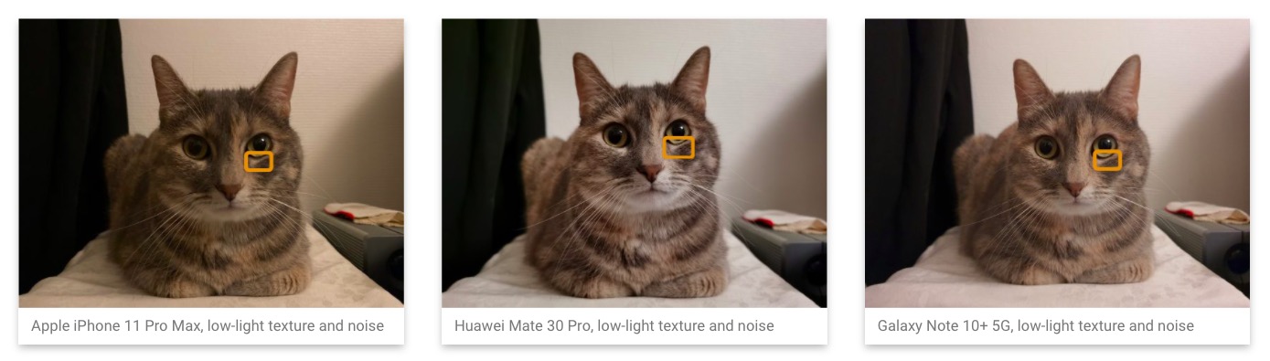 smartphone camera comparison cat lowlight