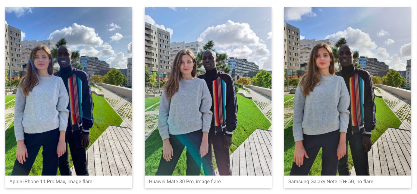 smartphone camera comparison image flare