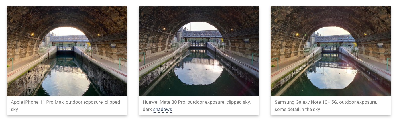 smartphone camera comparison tunnel