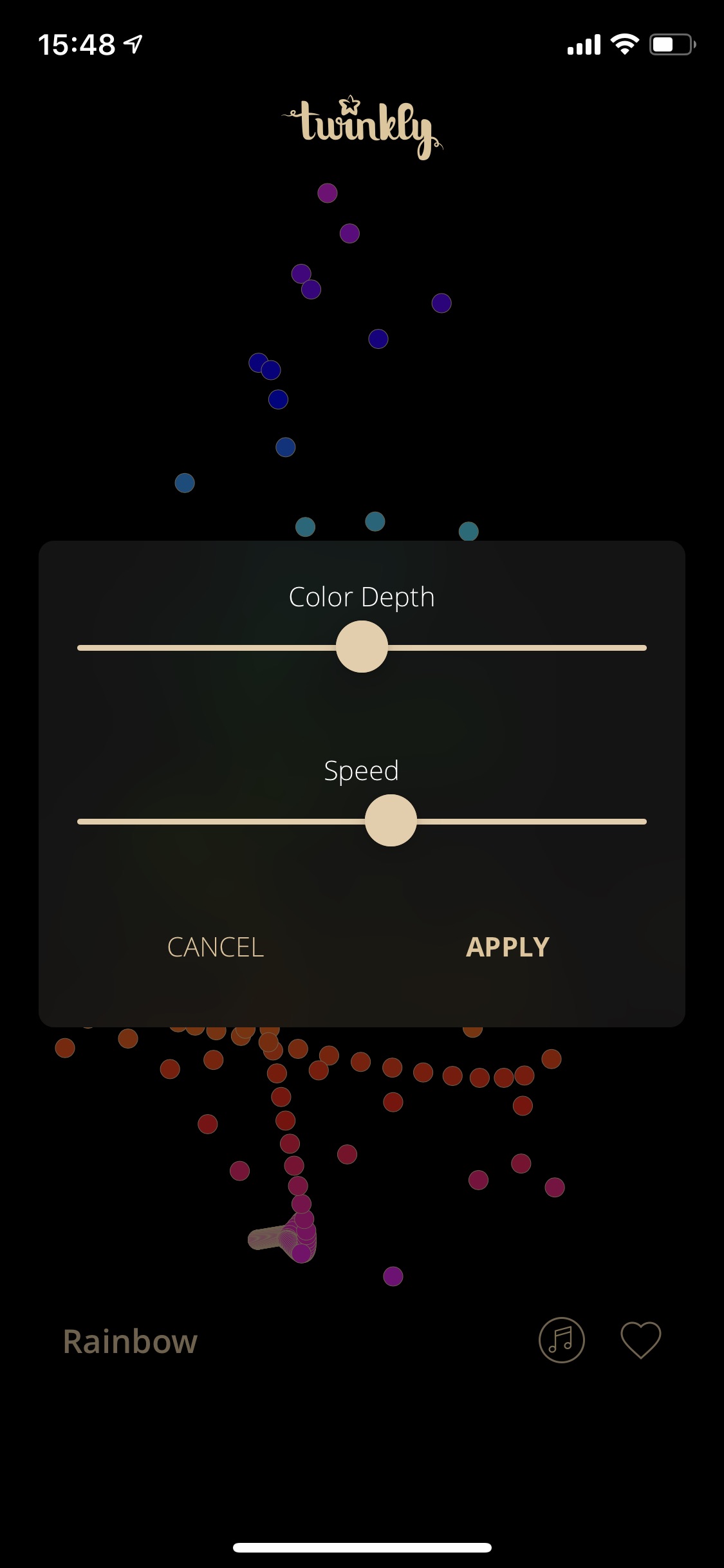 Screenshot z aplikace Twinkly