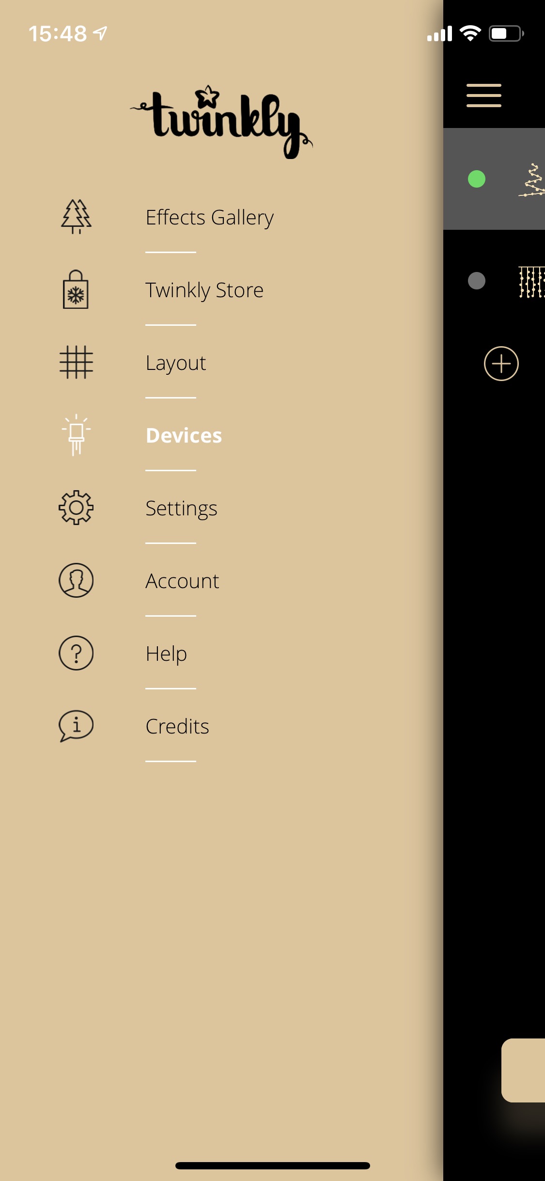 Screenshot z aplikace Twinkly