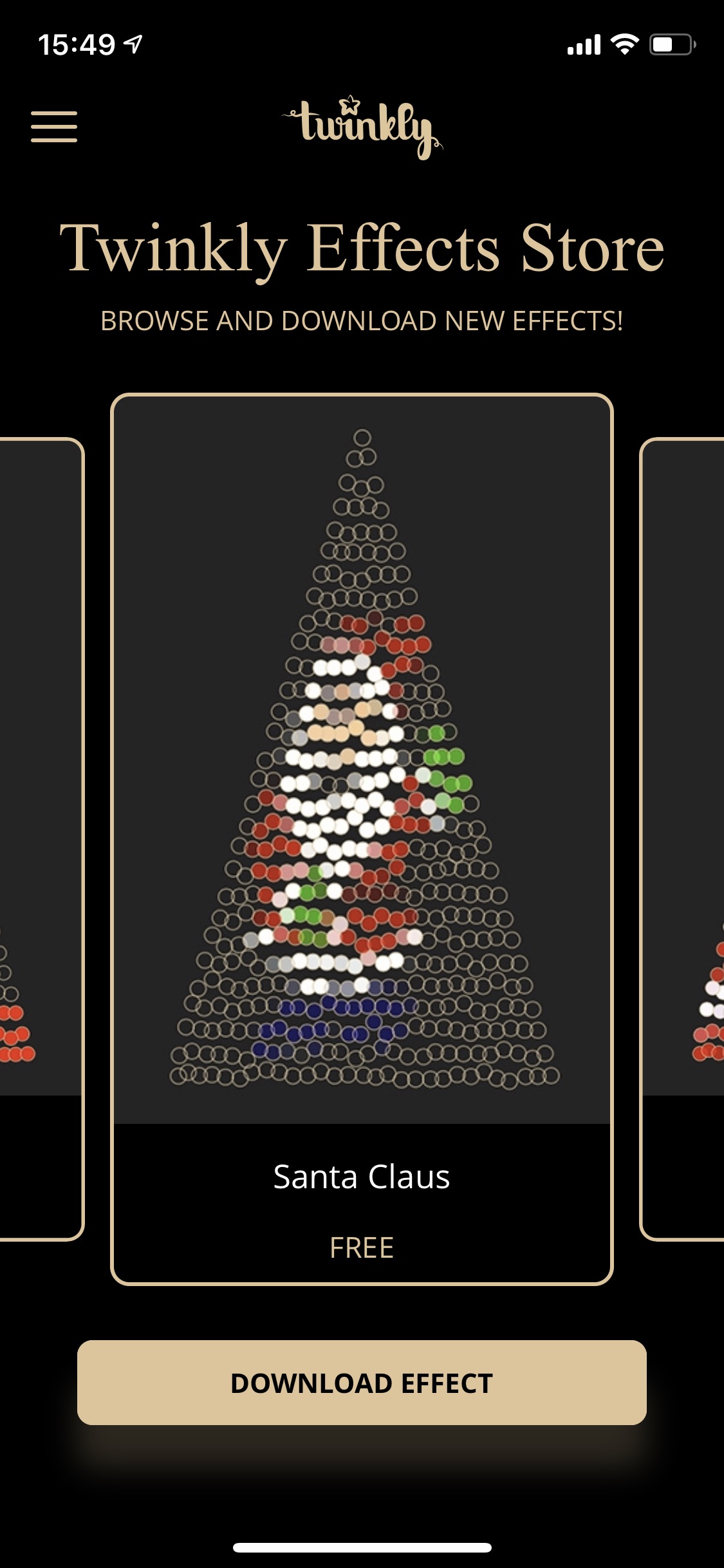 Screenshot z aplikace Twinkly