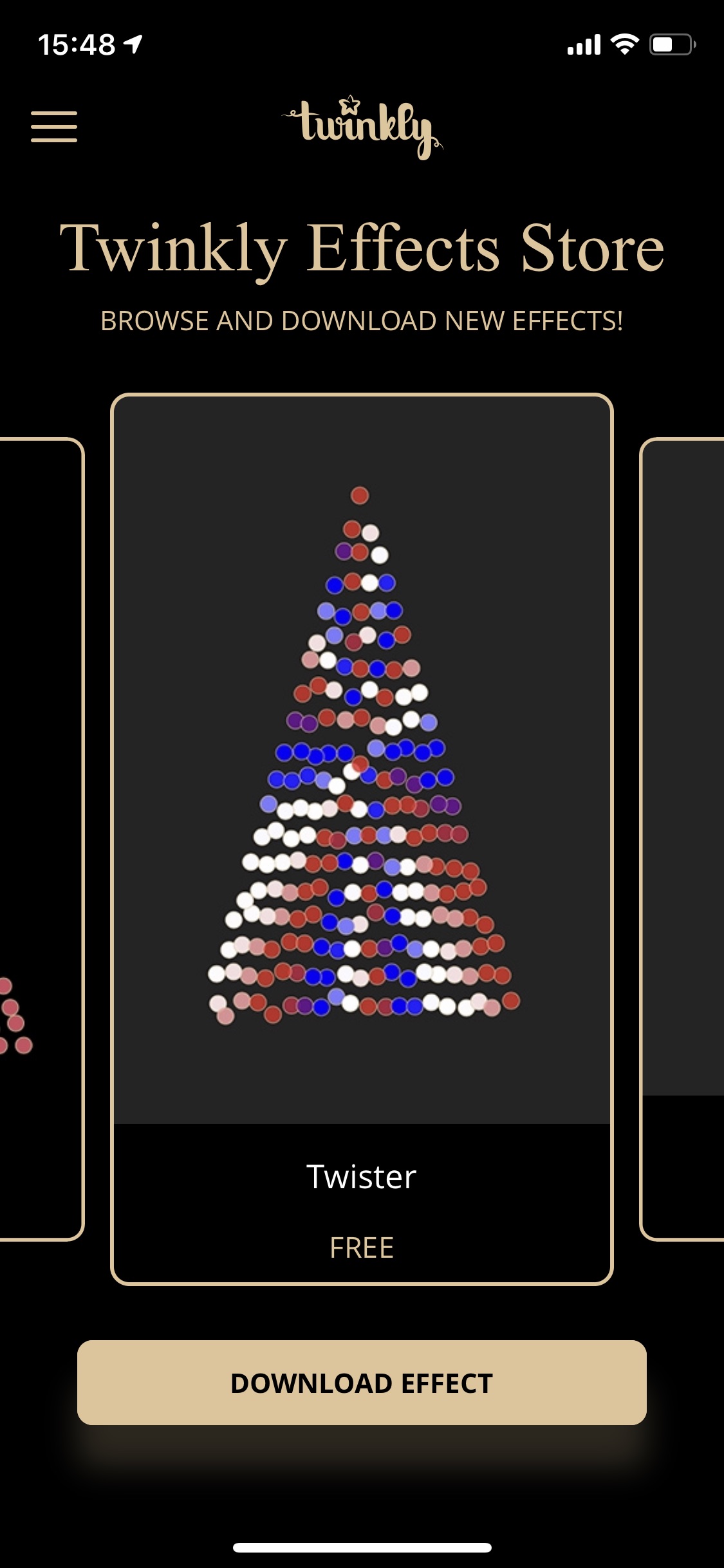 Screenshot z aplikace Twinkly