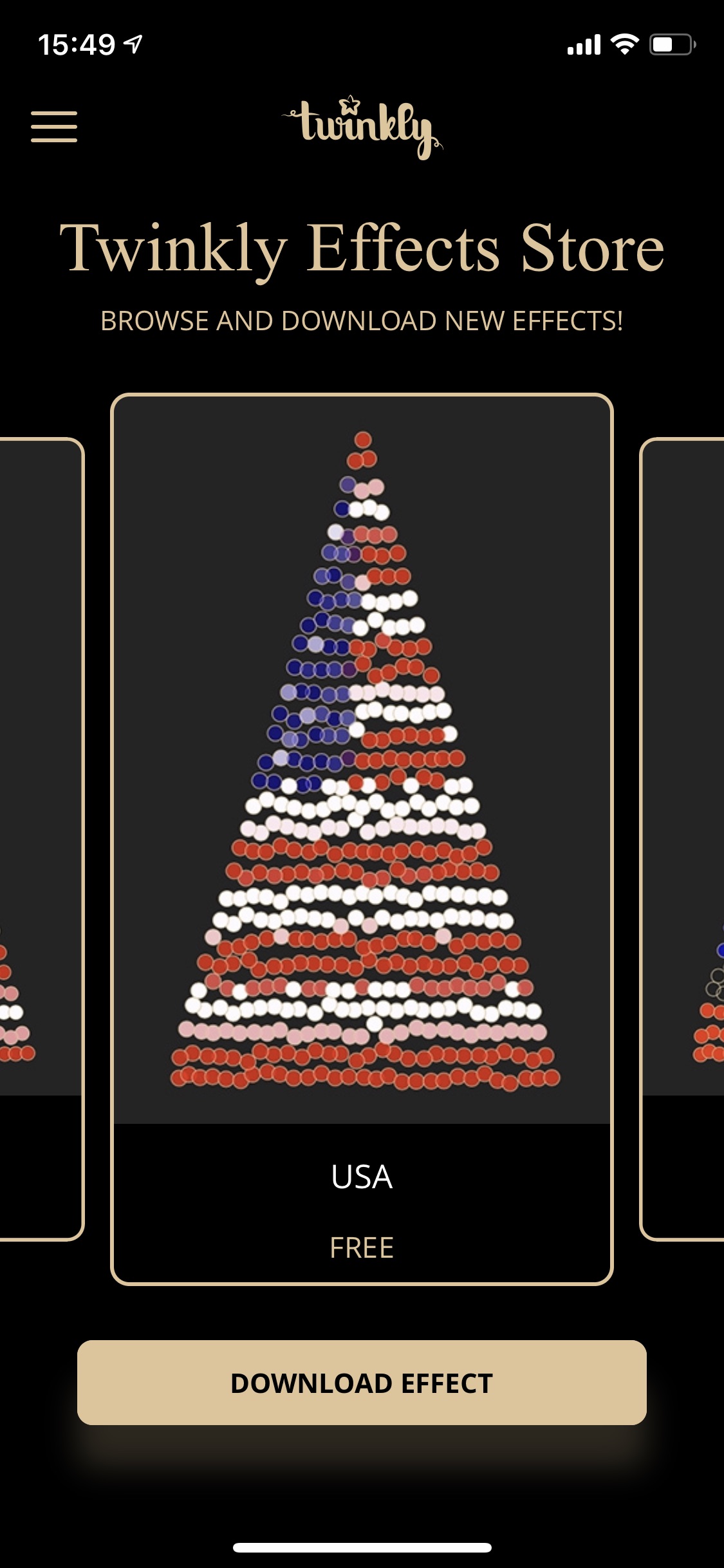 Screenshot z aplikace Twinkly