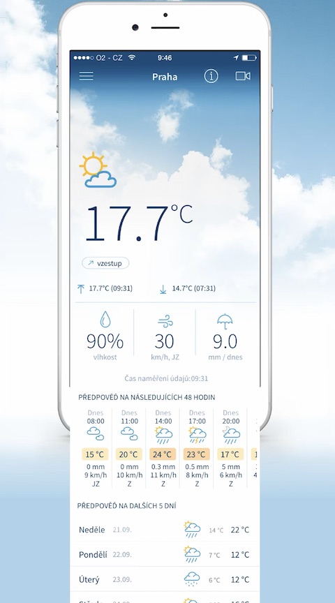 In-pocasi iOS aplikace screenshot