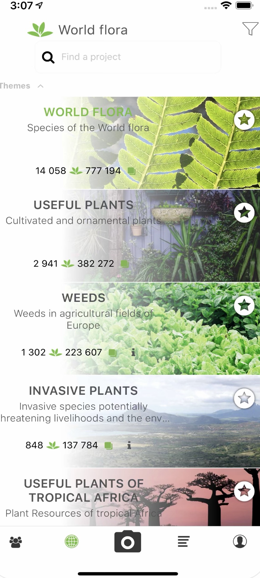 PlantNet iOS aplikace screenshot